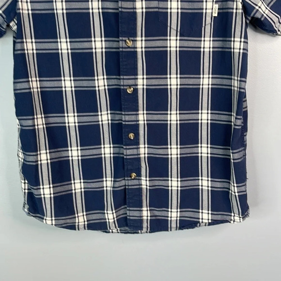 VANS Mens Stafford Plaid Button Down Shirt Classic Fit Navy Logo Skater Size S - Picture 4 of 12